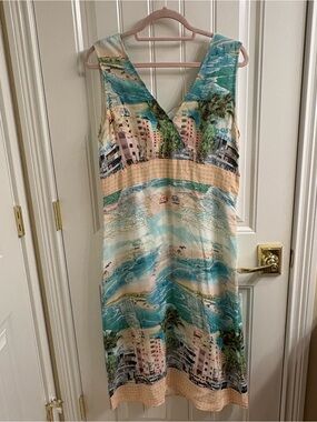 Weekend Traffic sleeveless shoreline beach print dress 8 Cruise-wear Vacation